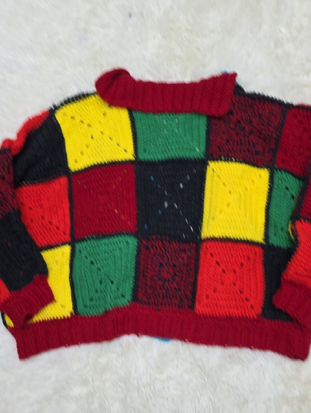 Colorblock Crochet Patchwork Cardigan - Bright Multicolor - Picture 6 of 7